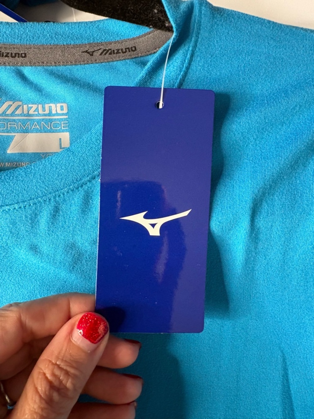 Mizuno Youth Large performance attack tee Diva Blue NEW - Picture 4 of 11